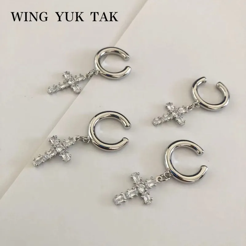 Wing yuk tak мини-серьги-клипсы для женщин модные корейские разноцветные стразы серьги-манжеты