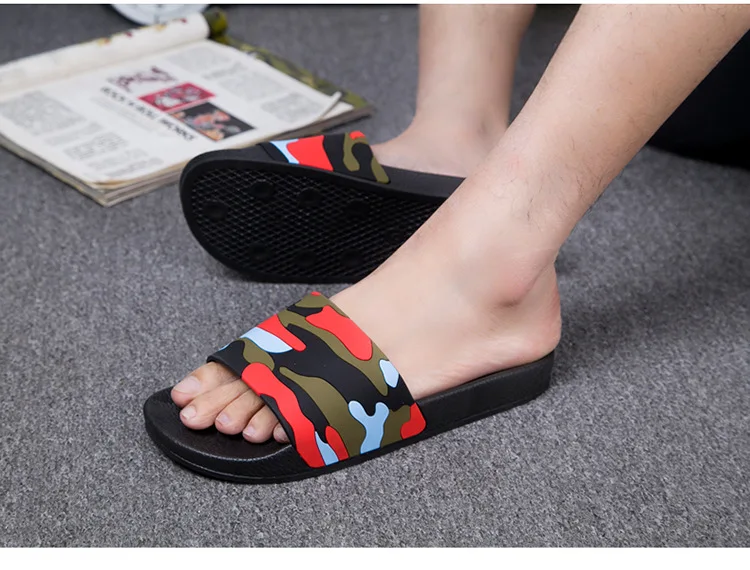 verano nuevo cómodo antideslizante suave inside zapatos planos moda camuflaje pareja zapatillas interior y exterior zapat