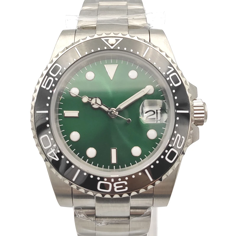 

40mm Men's Green Dial Sub Diver Watch MIYOTA Mov't Sapphire Crystal Homage Solid Stainless Steel Ceramic Bezel Insert