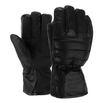 

Leather Electric Heated Gloves Touchscreen Winter Warmer with Rechargeable Battery Motorcycle US Plug