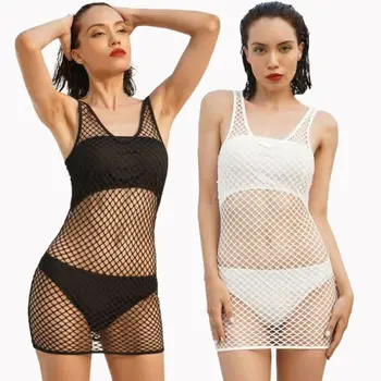 

Womens Crochet Fishnet Mesh Swimwear Summer Beach Dress Sheer Bikini Cover Up