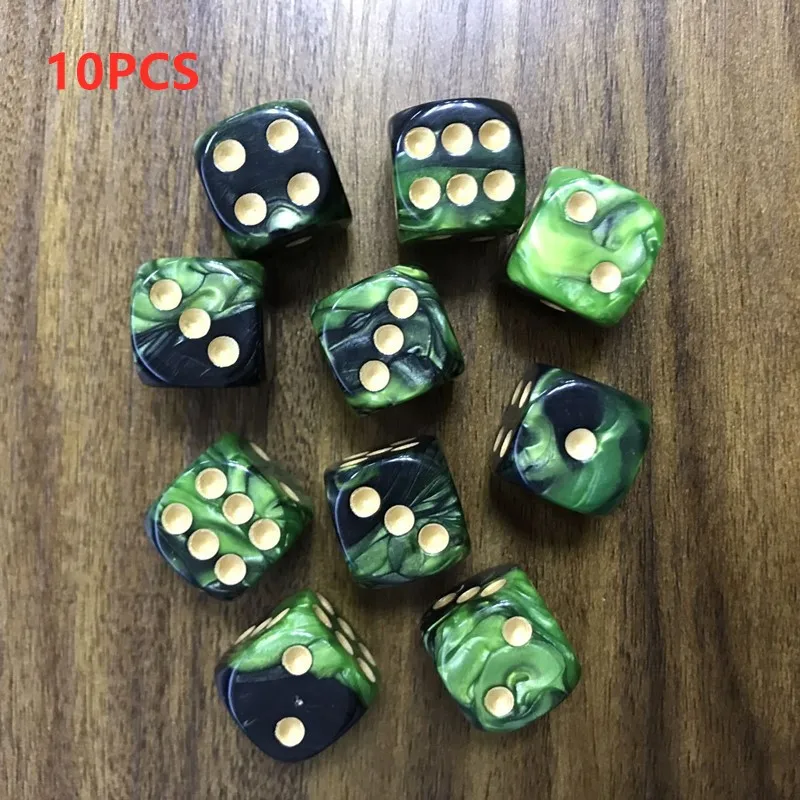 10PCS Green Black 10 шт./компл. 6 двухсторонняя 16 мм кости с закругленной вершиной с украшением из жемчужин и перламутровых камней кости игральные столешница бар игры вечерние Смешные инструменты для развлечения - Цвет: 10PCS Green Black