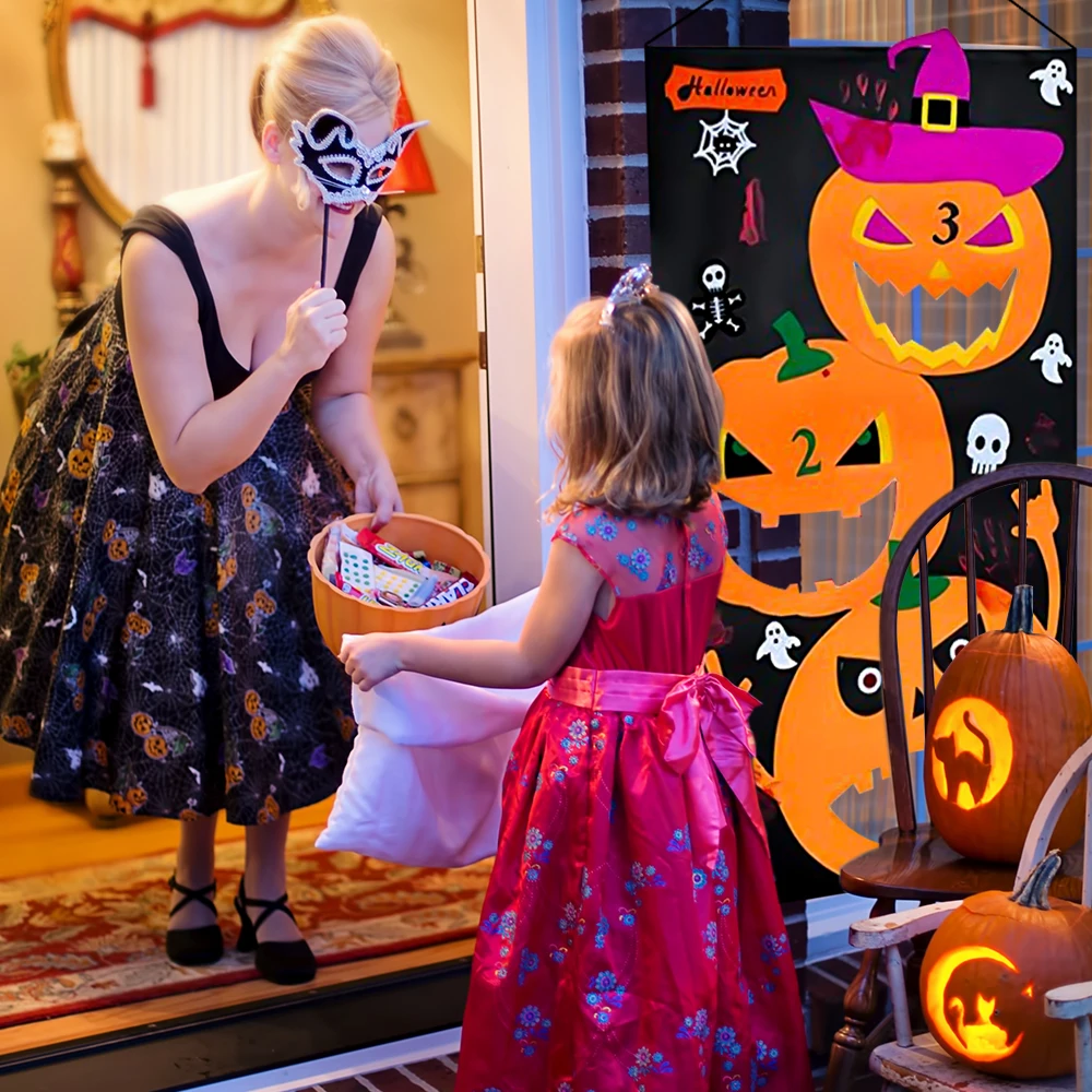 Вечерние игры на Хэллоуин Тыква мешок фасоли игра + 3 сумки детские игрушки