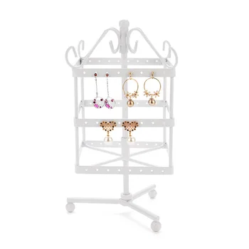 

96 Holes Earrings Necklace Jewelry Display Shelf Rotatable Metal Display Stand Holder LL@17