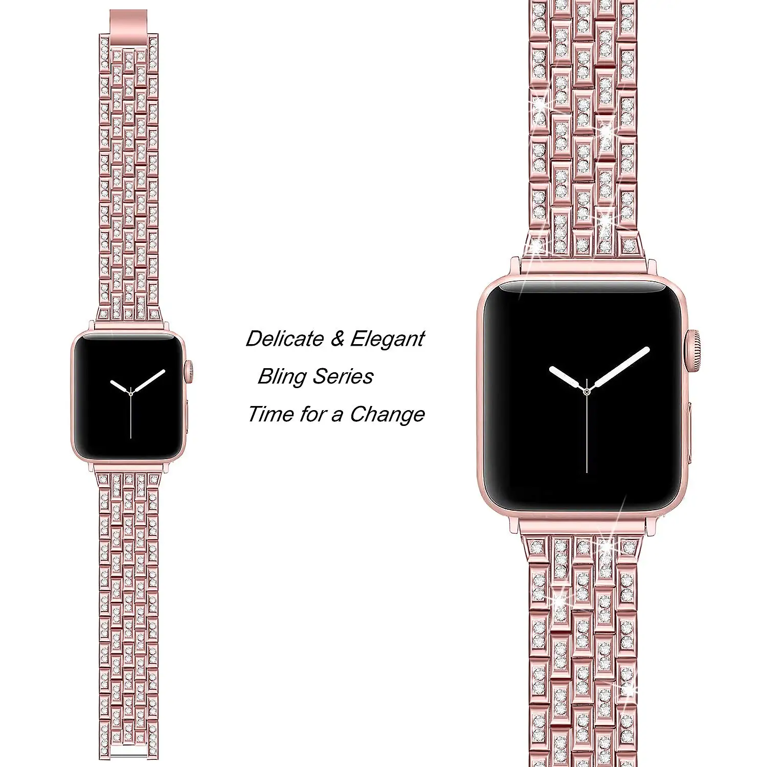 Женский ремешок с бриллиантами для Apple watch 38 мм 42 40 44 SE из нержавеющей стали iWatch