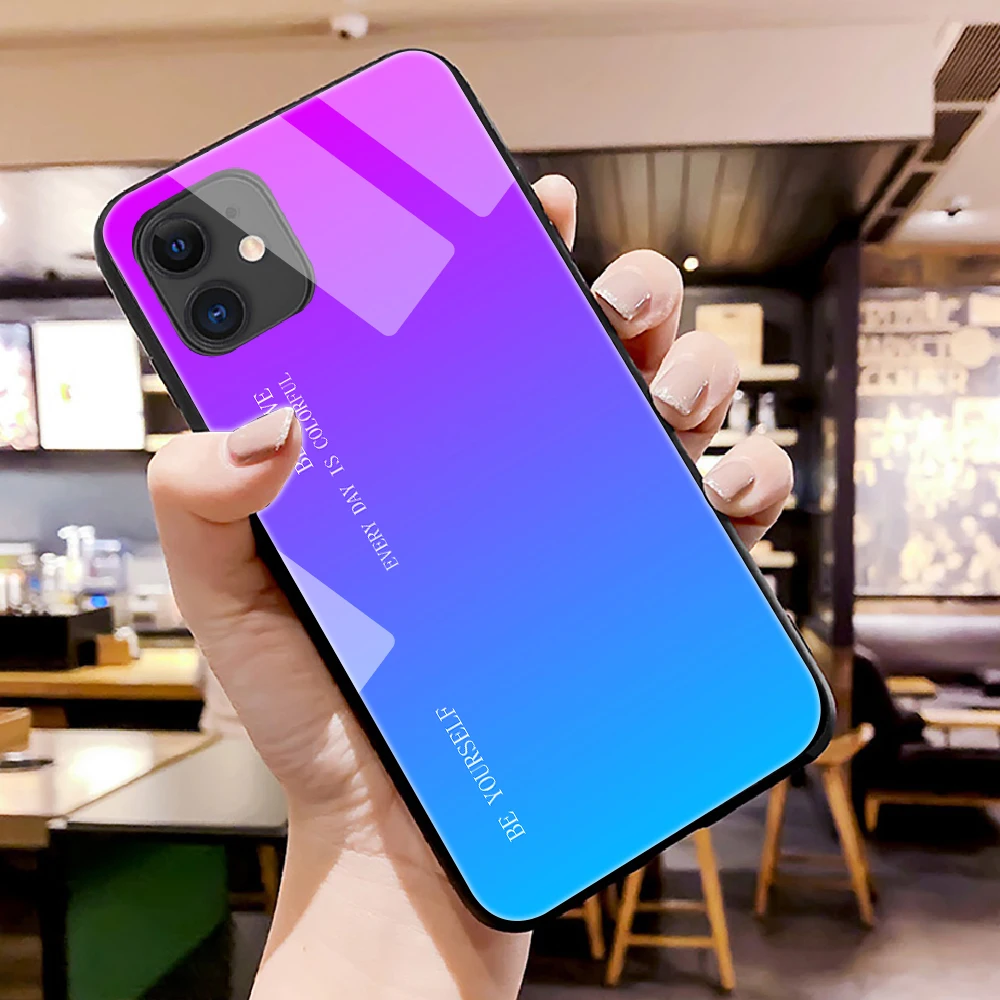 Градиентный стеклянный чехол для телефона для iPhone 11 Pro Max X XSMax XR 6 7 8Plus 5 6s DIY для sumsung galaxy Note 8 9 10 Plus S8 9 S10E чехол - Цвет: 80084