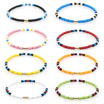 

Shinus Boho Bracelet Women Enamel Tile Bracelets Summer Beach Jewelry Tile Beads Friendship Femme Handmade Strend Beaded Gift