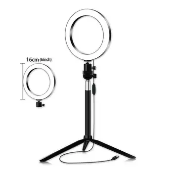 

Dimmable LED Selfie Ring Light Youtube Video Live 3500-5500k Photo Studio Light With Phone Holder USB Plug Tripod