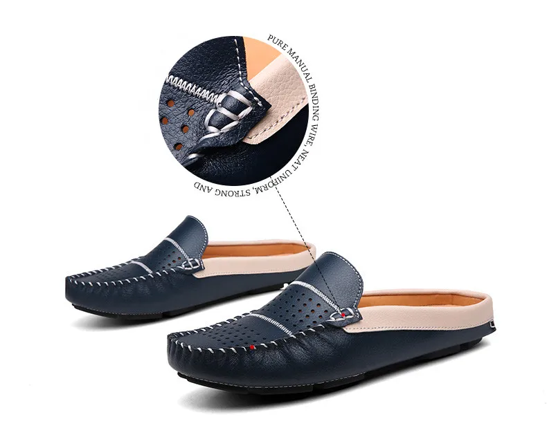 Summer Men Casual Shoes Moccasins Italian Breathable Slip on Boat Shoes Men Leather Mens Penny Loafers Luxury