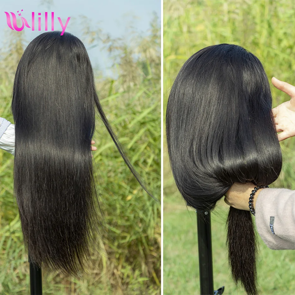 28 дюймов Синтетические волосы на кружеве парик прямые парики из натуральных