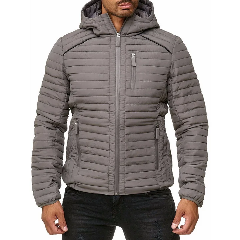 CYSINCOS, мужской пуховик, Повседневная модная зимняя куртка, Мужская ветровка с капюшоном, белая куртка на утином пуху, мужская верхняя одежда, хлопковая стеганая куртка - Цвет: Style1 Gray