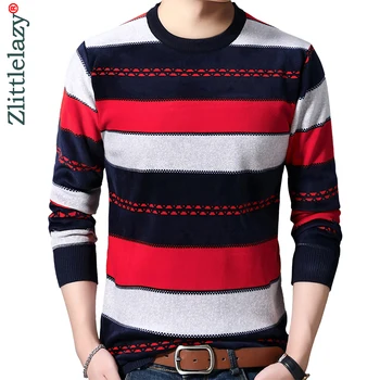 

2019 casual thick warm winter striped knitted pull sweater men wear jersey dress pullover knit mens sweaters male fashions 02111