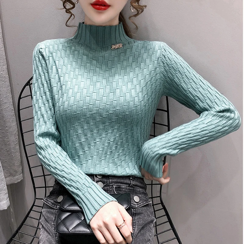 

Small Palid Women's Knitted Sweater O Neck Pullover Long Sleeve Korean Soild Slim Pull Femme Fiver Winter Sweater Jumper Mujer