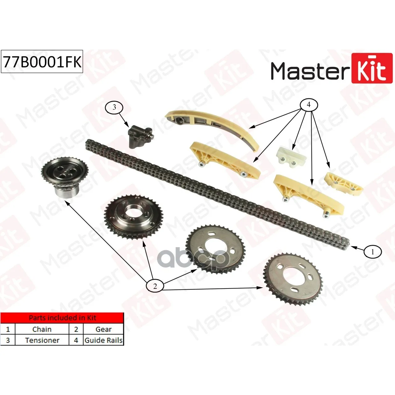 Комплект Цепи Грм Ford:Transit 2.4d D2fe Duratorq MasterKit арт. 77B0001FK