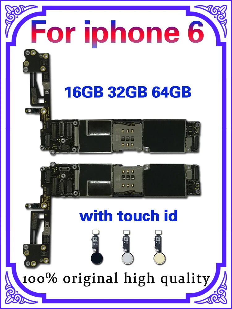 Оригинальная разблокированная материнская плата для iphone 6 с сенсорным ID/без Touch ID, для iphone 6 логические платы, 16 ГБ/32 ГБ/64 ГБ