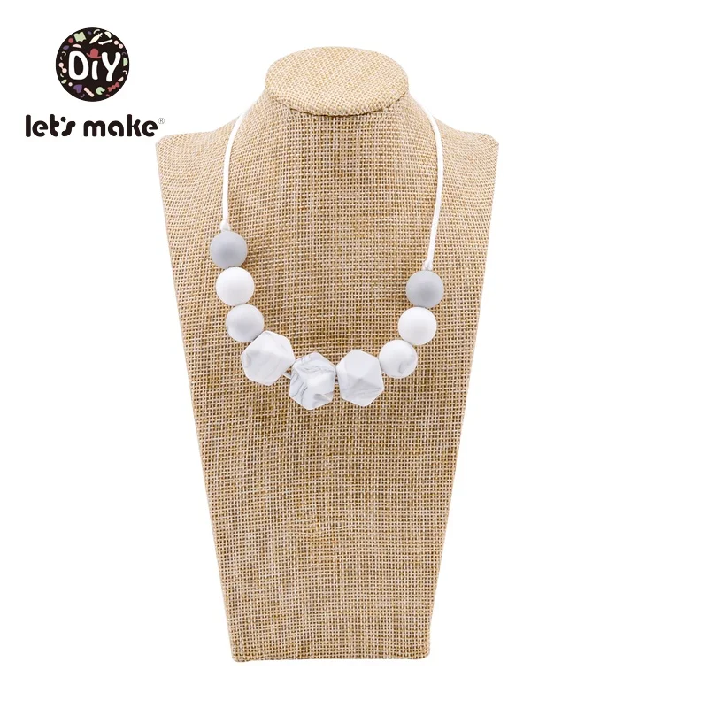 typeB marble Let's Make, цепочка для соски, силиконовый браслет для прорезывания зубов, ожерелье, подарок для медсестры, 1 шт., роза, 4-6 месяцев, BPA Free, цветок, нимблер для кормления - Цвет: typeB marble