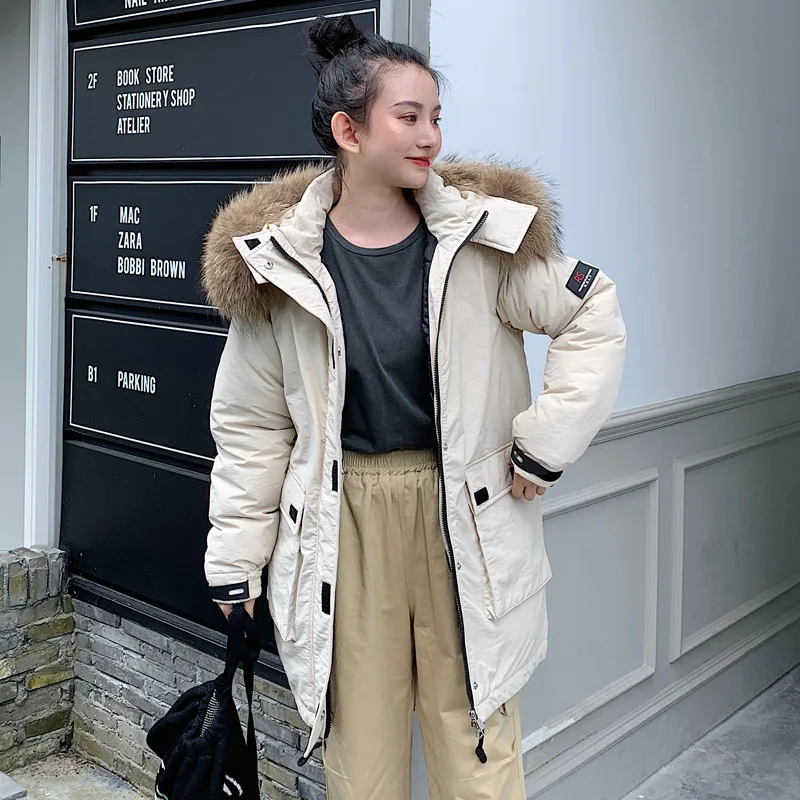 

2019 Autumn And Winter New Style Casual down Jacket Women's Korean-style Workwear Thick Warm Outdoor Ski Suit Mid-length Cotton-