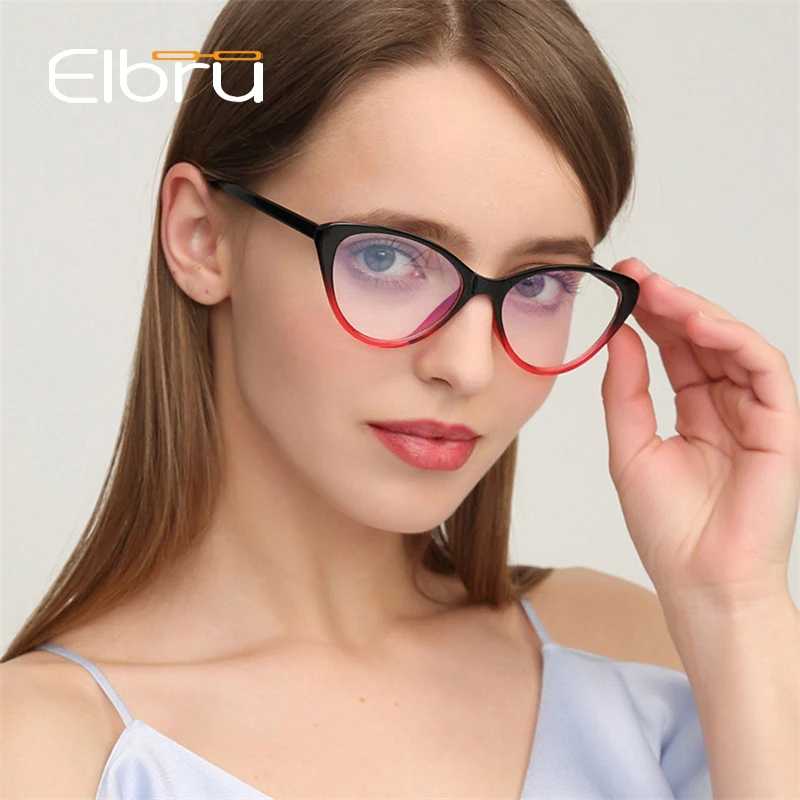 Elbru кошачий глаз очки оправа женские очки для работы за компьютером близорукость винтажные женские очки оправа с прозрачными линзами очки