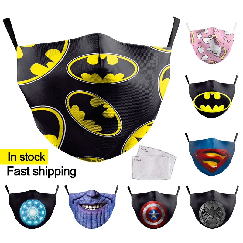 Washable Cute Children Mask Print Cartoon Unicorn Face Kids Masks Adult Reusable Fabric Mouth Cover | Красота и здоровье