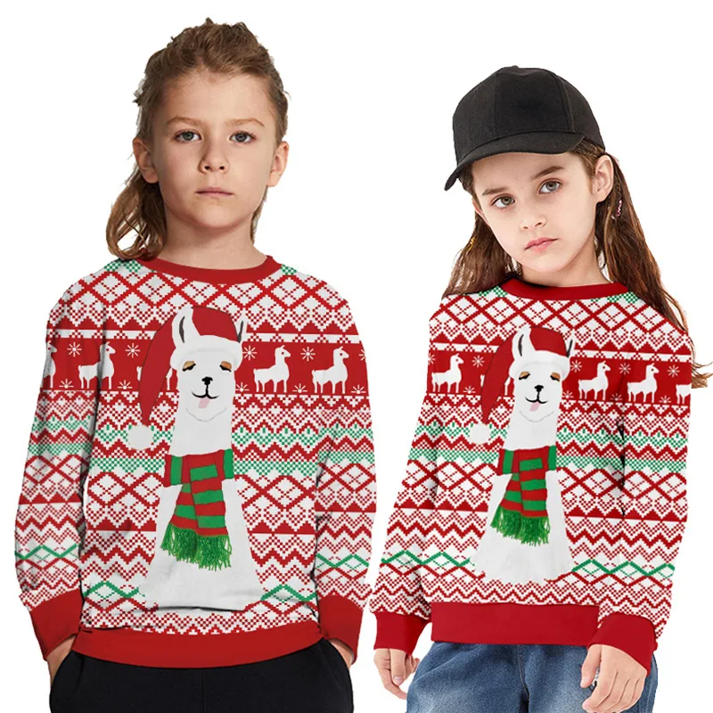 

2020 Autumn Christmas Sheep Digital Printed Children's Sweatshirt European and American Large Size Round Neck Top Trend