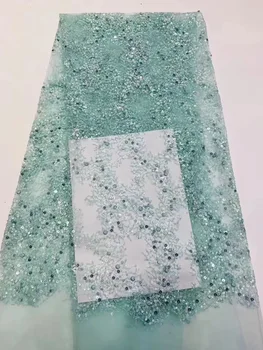 

The latest African sequins embroidered tulle fabric 2020 high-quality sequins French mesh lace fabric popular ladies skirt party