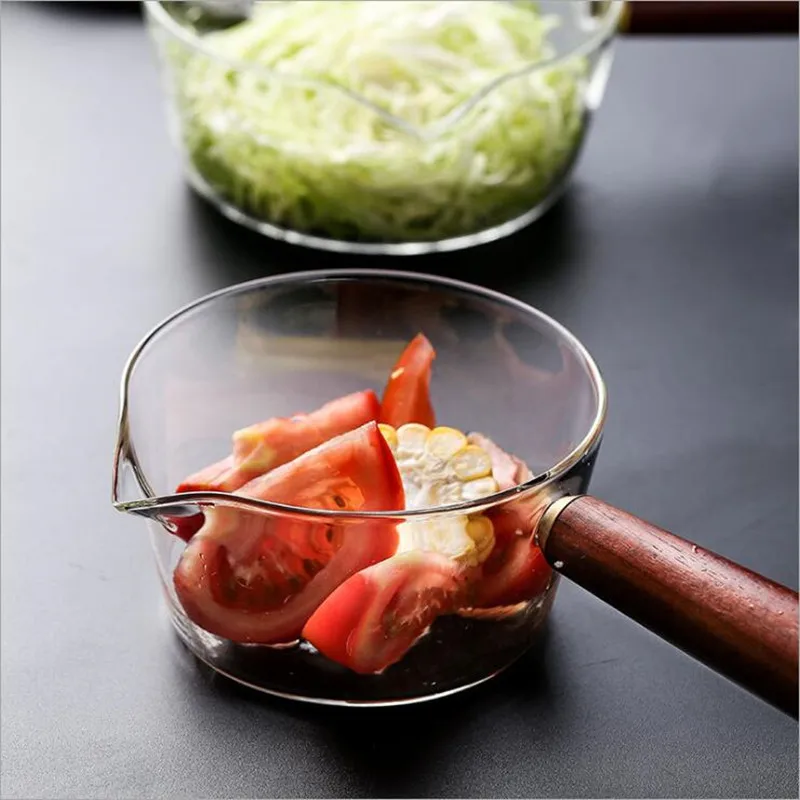 

High borosilicate glass pot for household baby food supplement Hot milk cooking noodle pot Transparent fruit salad bowl milk pot