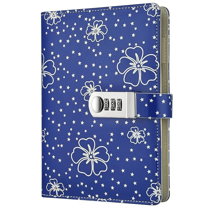 Милый A5 бумага для тиснения блокнот с кодовым замком секретный Журнал Дневник Книга Secret Garden, офисные и школьные принадлежности - Цвет: Тёмно-синий