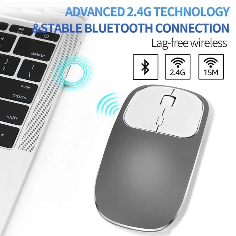 Металлическая Bluetooth и 2,4G беспроводная мышь из сплава ультра-тонкая портативная эргономичная мышь для Mac Pc ноутбука