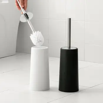 

Toilet Brush Soft Bristle Toilet Brush Holder Set Clean Tool Durable Stainless Steel Brush Handle with Base Cleaning Brush Set