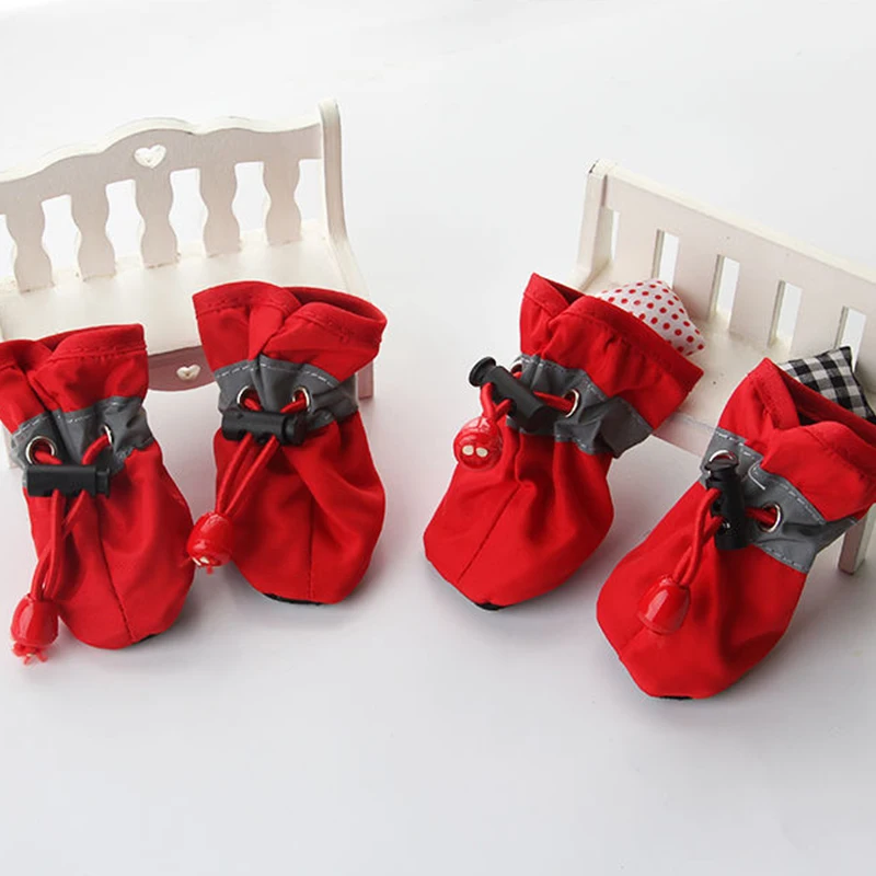 4pcs Dog Cat Boots Soft Shoes Anti-Slip Booties Adjustable Strap Reflective StripPremium Paw Protector Only Fit for Small | Дом и сад