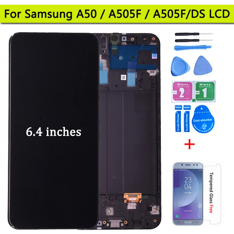 Для Samsung Galaxy A50 SM A505FN/DS A505F/DS A505 ЖК дисплей сенсорный экран дигитайзер с рамкой для LCD Экраны | Отзывы и видеообзор