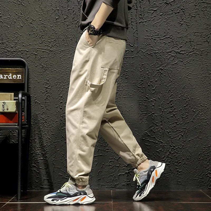 

Large Size Japanese-style Large Size MEN'S Overalls MEN'S Casual Pants Sports Capri Beam Leg Trousers Black Wall-Style 7106