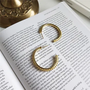

RUIYI Real 925 Sterling Silver Girls Punk Hyperbole Hoop Earrings Women New Fashion Big Circle 18K Gold Wedding Jewelry Earrings
