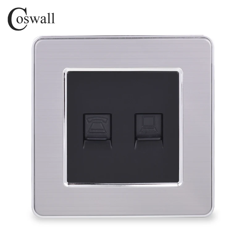 COSWALL RJ45 Интернет-разъем для передачи данных CAT5E разъем с 2-ядерным разъемом RJ11