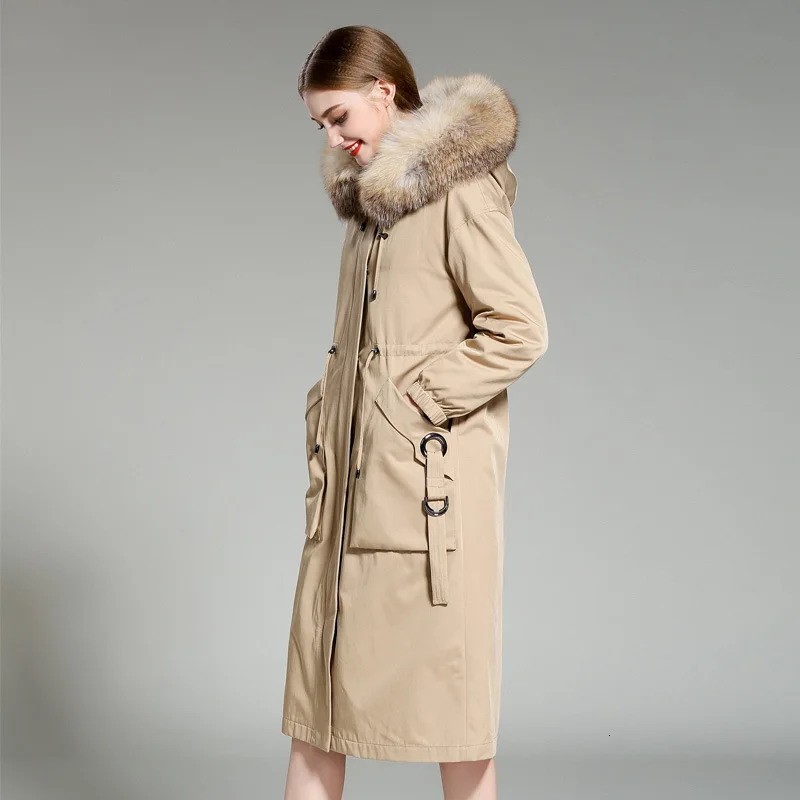 Женские пальто и куртки с натуральным мехом,, зимняя теплая длинная парка с натуральным большим меховым воротником, пальто с капюшоном, пальто, ropa chaqueta mujer