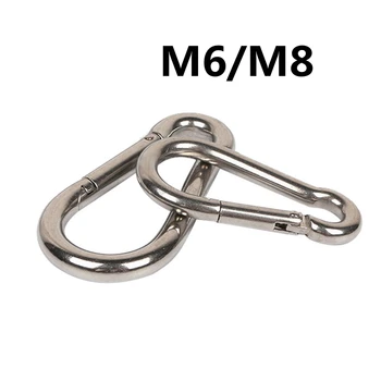 

Hot Sale New M6 M8 Stainless Steel Carabiner Spring Hook Carabiner Multitool Mountaineering Buckle Lock Camping Hook Rope
