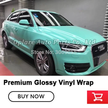 

premium super Glossy Vinyl Mint Car Wrapping Film Car Wrap Film with air bubble Free initial Low tack glue 5m/10m/18m