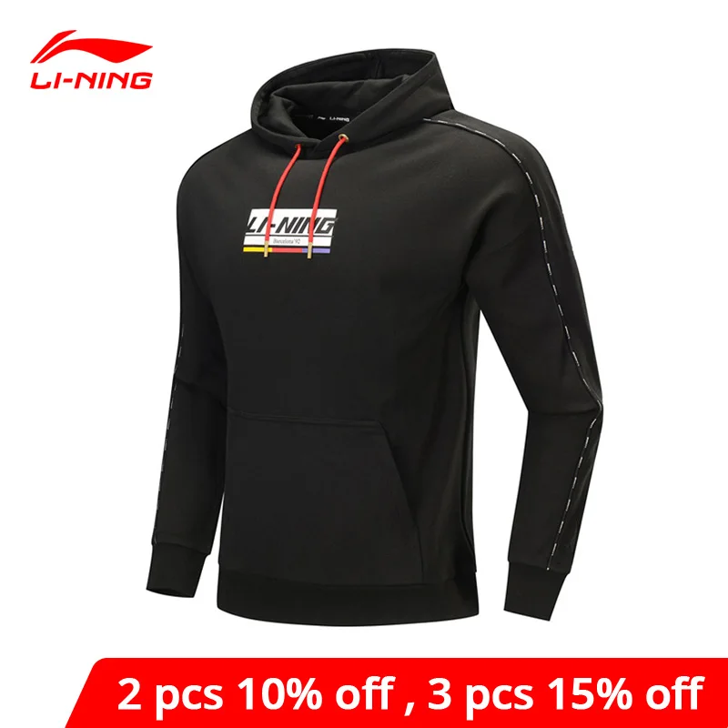 Мужская толстовка с капюшоном Li Ning свободный свитер из 100% хлопка принтом