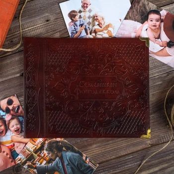 

Photo album made of leather "patterns" color. Brown, 26x20,5x1,5 cm. 4351935