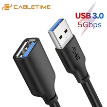 CABLETIME USB Extension Cable USB 3.0 to USB M/F Cable 5Gbps for TV Smart PS4 X box SSD USB Extender Data Cord C267