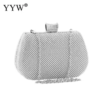 

Rhinestone Evening Party Clutch Bag Vintage Chain Handbag Sliver Gold Sac Main Femme Famous Brand Wedding Cluches Purse Bolso