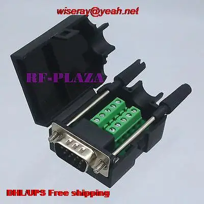 EMS 50 шт. DB9 Screw винтовой Тип соединителя Мужской 2 ряда 9 контактный разъем Breakout щитки с зажимами соединитель черный пластик Cover-A6
