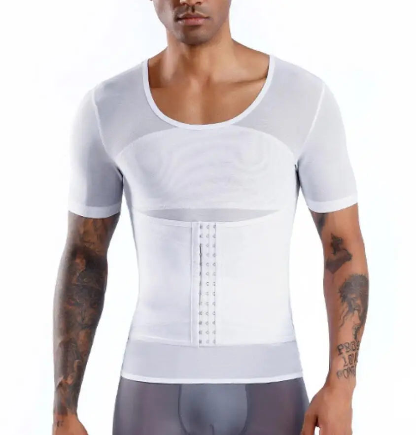 Men Slimming Body Shaper Chest Compression Belly Abdominal Corrector Building Undershirt Gynecomastia Trimmer Tops