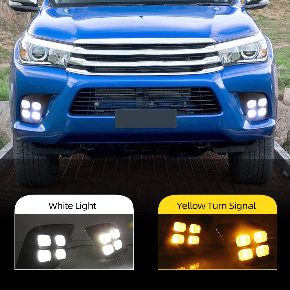 Автомобильная проблесковая 2 шт для Toyota Hilux Vigo 2015 2016 2017 светодиодный DRL Габаритные