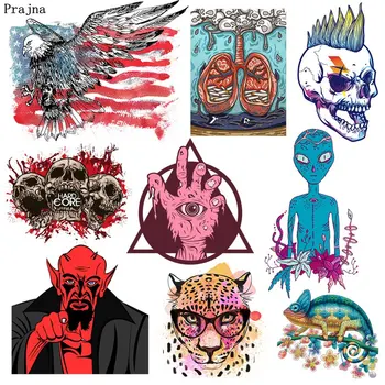 

Prajna Punk Skull Patches Iron On Transfers Eagle Paw Lung Hot Vinyl Heat Transfers Ironing Sticker Thermal Patches For Clothing