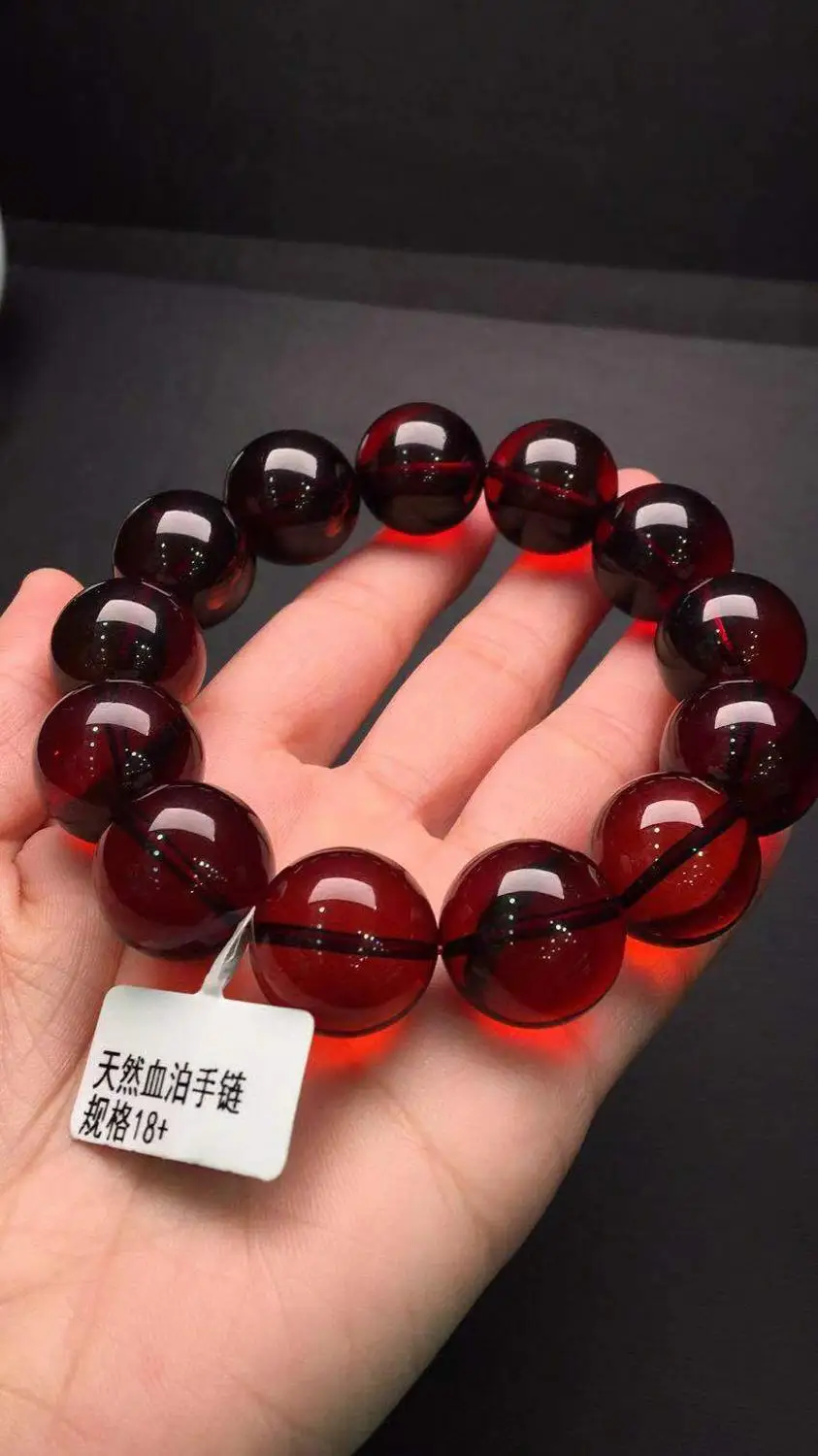 

18mm Genuine Natural Blood Red Amber Bracelet For Woman Lady Man Healing Round Beads Stretch Fashion Jewelry AAAAA Certificate