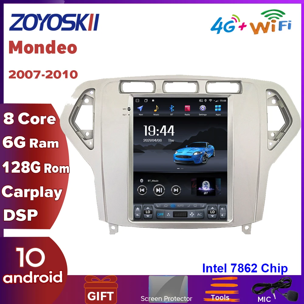 

ZOYOSKII Android 10 vertical screen Tesla Style car gps multimedia radio navigation player for Ford Mondeo 2007-2010