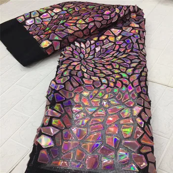 

African sequins big 3D Tulle Lace Fabric 2020 pink African French Lace Fabric High Quality Nigerian Embroidery Tulle French Lace