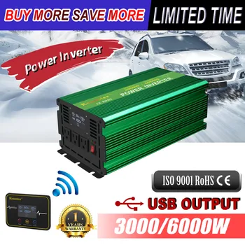 

Renoster wireless lcd inverter 12V 220V 3000W modified sine wave converter with remote controller power inverter for camping van