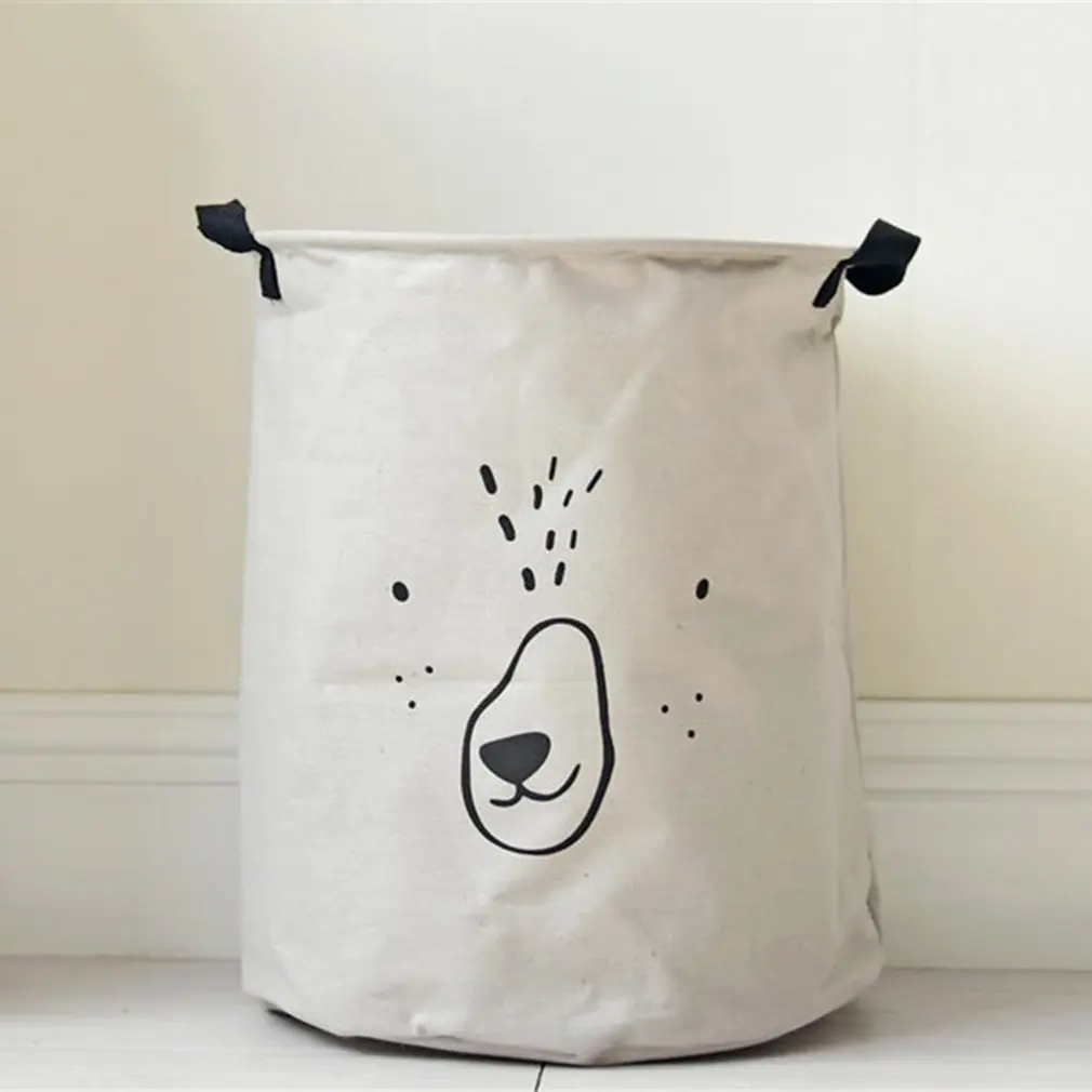 Foldable Cotton Linen Dirty Clothes Storage Barrel Basket Large Size Thick Bathroom Sundries Kids Toys Storage Organizer - Цвет: Серый